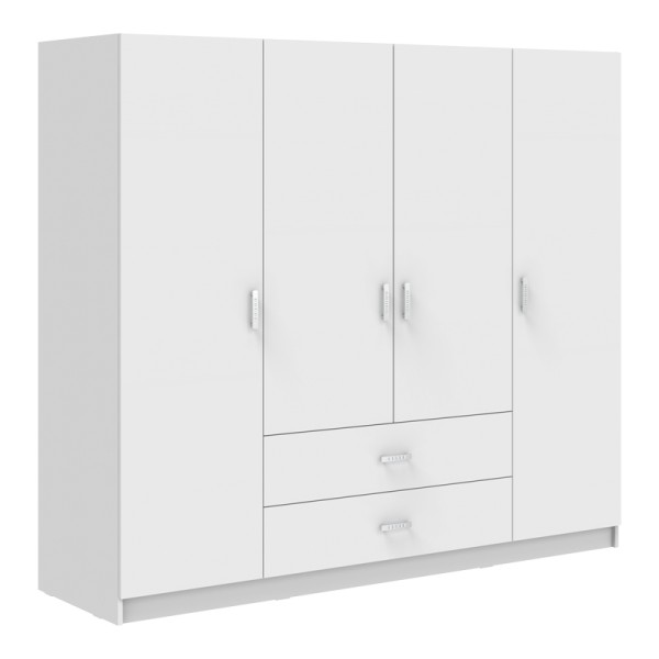 Ντουλάπα τετράφυλλη Royal pakoworld με συρτάρια λευκό 200x58x177εκ