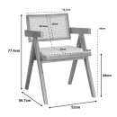 Πολυθρόνα Winslow pakoworld ξύλο rubberwood ανοικτό καρυδί-pvc rattan φυσικό-ύφασμα γκρι | Συσκευασία 2 τμχ