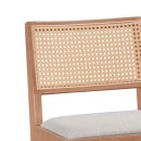 Σκαμπό bar Winslow pakoworld ξύλο rubberwood ανοικτό καρυδί-pvc rattan φυσικό-ύφασμα γκρι 44.5x46x98εκ | Συσκευασία 2 τμχ