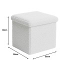 Σκαμπό-μπαούλο Crystal pakoworld μπουκλέ ύφασμα σε ivory απόχρωση 38x38x38εκ