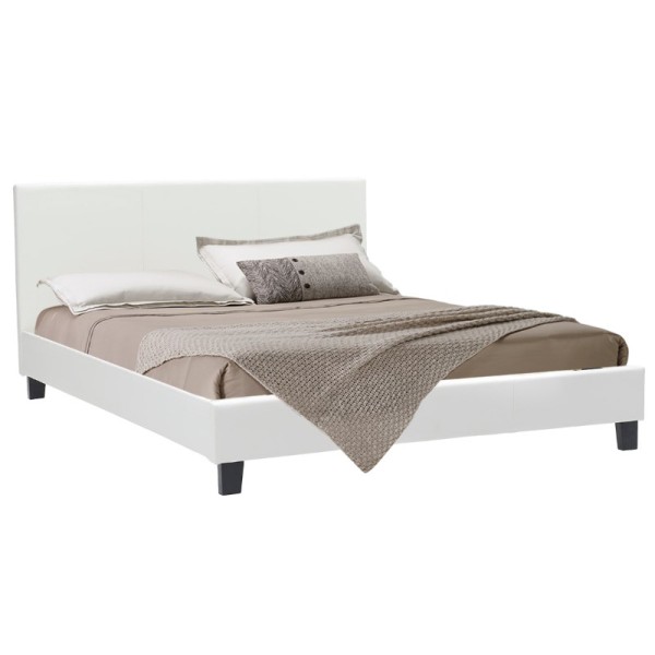 Κρεβάτι Nevil pakoworld 150x200 PU χρώμα λευκό ματ