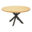 Τραπέζι Royalty pakoworld μασίφ ξύλο mango 4εκ σε φυσική απόχρωση-πόδι μεταλλικό μαύρο Φ130x77εκ