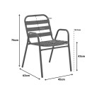 Πολυθρόνα Sussie pakoworld στοιβαζόμενη ανθρακί μέταλλο με φέτες αλουμινίου 45x62x76εκ