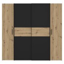 Ντουλάπα ρούχων Bekerk pakoworld τετράφυλλη μαύρο-oak μελαμίνης 200x61.5x190.5εκ