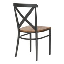 Καρέκλα Ferona pakoworld σκελετός ανθρακί μέταλλο με rubberwood σε φυσική απόχρωση 52.5x44.5x84εκ | Συσκευασία 2 τμχ