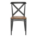 Καρέκλα Ferona pakoworld σκελετός ανθρακί μέταλλο με rubberwood σε φυσική απόχρωση 52.5x44.5x84εκ | Συσκευασία 2 τμχ