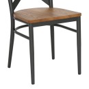 Καρέκλα Ferona pakoworld σκελετός ανθρακί μέταλλο με rubberwood σε φυσική απόχρωση 52.5x44.5x84εκ | Συσκευασία 2 τμχ