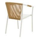 Πολυθρόνα στοιβαζόμενη Convince pakoworld αλουμίνιο λευκό σκελετό-textilene-pe rattan σε φυσική απόχρωση 56x63x82εκ