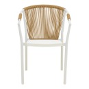 Πολυθρόνα στοιβαζόμενη Convince pakoworld αλουμίνιο λευκό σκελετό-textilene-pe rattan σε φυσική απόχρωση 56x63x82εκ