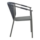 Πολυθρόνα στοιβαζόμενη Convince pakoworld γκρι αλουμίνιο-pe rattan ανθρακί-textilene σε γκρι απόχρωση 56x63x82εκ