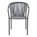 Πολυθρόνα στοιβαζόμενη Convince pakoworld γκρι αλουμίνιο-pe rattan ανθρακί-textilene σε γκρι απόχρωση 56x63x82εκ