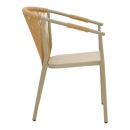 Πολυθρόνα στοιβαζόμενη Convince pakoworld αλουμίνιο με καφέ σκελετό-textilene-pe rattan 56x63x82εκ