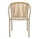 Πολυθρόνα στοιβαζόμενη Convince pakoworld αλουμίνιο με καφέ σκελετό-textilene-pe rattan 56x63x82εκ