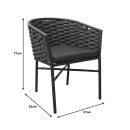 Πολυθρόνα Noevo pakoworld αλουμίνιο με λευκό σκελετό-φυσικό σχοινί 57x62x76εκ