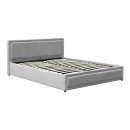 Κρεβάτι Huga pakoworld με αποθηκευτικό χώρο βελούδο γκρι 160x200εκ