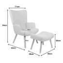 Πολυθρόνα-μπερζέρα με υποπόδιο Gerlina pakoworld γκρι-μπεζ ύφασμα με πόδι σε φυσική απόχρωση 71x64x94εκ