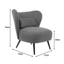 Πολυθρόνα Nagreta pakoworld πράσινο ύφασμα με μεταλλικό πόδι σε μαύρη απόχρωση 77x73x74εκ