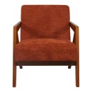Πολυθρόνα Garifa pakoworld terracotta ύφασμα με πόδι σε καρυδί απόχρωση 79x75x75εκ