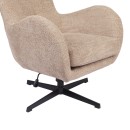Πολυθρόνα Zefrina pakoworld περιστρεφόμενη μπεζ ύφασμα με βάση σε μαύρη απόχρωση 77x82x100-107εκ