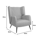 Πολυθρόνα Mareta pakoworld κίτρινο ύφασμα με πόδι σε μαύρη απόχρωση 83x80x99εκ