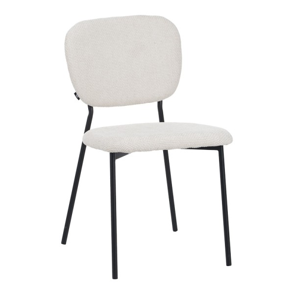 Καρέκλα Cathair pakoworld μπουκλέ ύφασμα σε μπεζ απόχρωση με μαύρα μεταλλικά πόδια 48x53x82εκ | Συσκευασία 4 τμχ