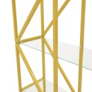 Ραφιέρα Aylan pakoworld γυαλί - μέταλλο σε χρυσή απόχρωση 100x30x200εκ