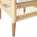 Πολυθρόνα Necorian paakoworld teak ξύλο με pe rattan σε φυσική απόχρωση και λευκό μαξιλάρι 80x70x87εκ