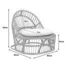 Πολυθρόνα Tromso paakoworld pe rattan σε φυσική απόχρωση με εκρού χρώμα μαξιλάρι 80x85x98εκ