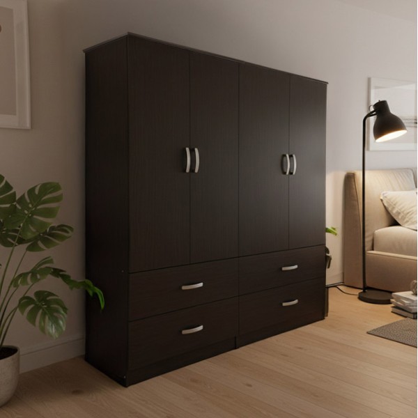 Ντουλάπα τετράφυλλη με συρτάρια Lego pakoworld wenge 160x42x180εκ