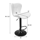 Σκαμπό μπαρ Coozy pakoworld πτυσσόμενο μεταλλικό μαύρο ματ με pu σε λευκή απόχρωση 46x47x90-112εκ | Συσκευασία 2 τμχ