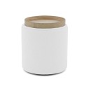 Σκαμπό-μπαούλο Batur pakoworld μπουκλέ ύφασμα σε λευκή απόχρωση Φ34x38εκ