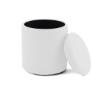 Σκαμπό-μπαούλο Batur pakoworld μπουκλέ ύφασμα σε λευκή απόχρωση Φ34x38εκ