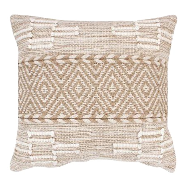 Μαξιλάρι Mitto Inart γιούτα-βαμβάκι σε μπεζ-λευκό απόχρωση 45x45x2εκ