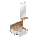 Έπιπλο εισόδου με καθρέπτη Miranda pakoworld σε λευκή-oak απόχρωση 60x30x89.5εκ