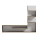 Έπιπλο τηλεόρασης με βιβλιοθήκη Cazenda pakoworld σε sonoma με λευκή απόχρωση 160x29x126εκ