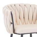 Σκαμπό μπαρ Vivian pakoworld μπεζ βελούδο-πόδι μαύρο μέταλλο 57x50x100εκ | Συσκευασία 2 τμχ