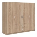 Ντουλάπα τετράφυλλη Royal pakoworld με συρτάρια και πατάρι sonoma 200x58x230εκ