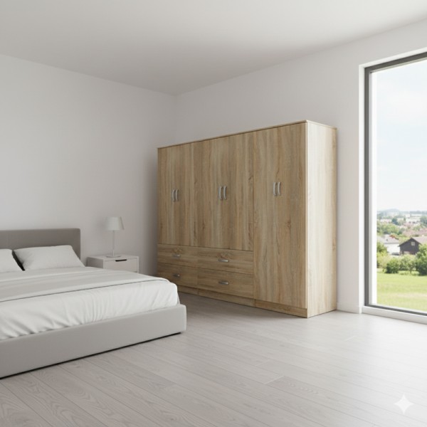 Ντουλάπα εξάφυλλη Lego pakoworld sonoma 240x42x180εκ