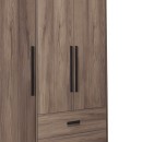Ντουλάπα ρούχων Edritte pakoworld τρίφυλλη με συρτάρια ανοιχτό καρυδί 120x52x195εκ