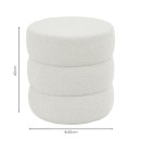 Σκαμπό-πουφ Kioto pakoworld μπουκλέ λευκό Φ40x40εκ