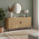 Μπουφές Scandi pakoworld MDF φυσικό με μεταλλικά μαύρα πόδια 170x45x80εκ