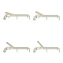 Ξαπλώστρα Mailo pakoworld λευκό αλουμίνιο και textilene σε μπεζ απόχρωση 71x206x30εκ