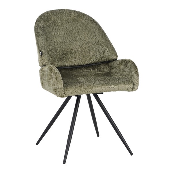 Καρέκλα περιστρεφόμενη Morea pakoworld μπουκλέ ύφασμα σε λαδί απόχρωση με μαύρα μεταλλικά πόδια 55x63.5x89.5εκ | Συσκευασία 2 τμχ