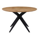 Τραπέζι Toda pakoworld mdf σε sonoma απόχρωση με μαύρα μεταλλικά πόδια Φ120x75εκ