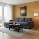 Γωνιακός καναπές-κρεβάτι δεξιά γωνία Belle pakoworld ανθρακί 236x164x88εκ