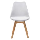 Καρέκλα Gaston pakoworld PP-PU λευκό-φυσικό πόδι 43x51x75εκ