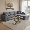 Γωνιακός καναπές-κρεβάτι αναστρέψιμος Venzie pakoworld ύφασμα σε γκρι απόχρωση 283x214x83εκ