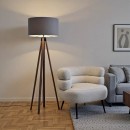 Φωτιστικό δαπέδου PWL-1059 pakoworld Ε27 καρυδί-γκρι Φ38x140εκ