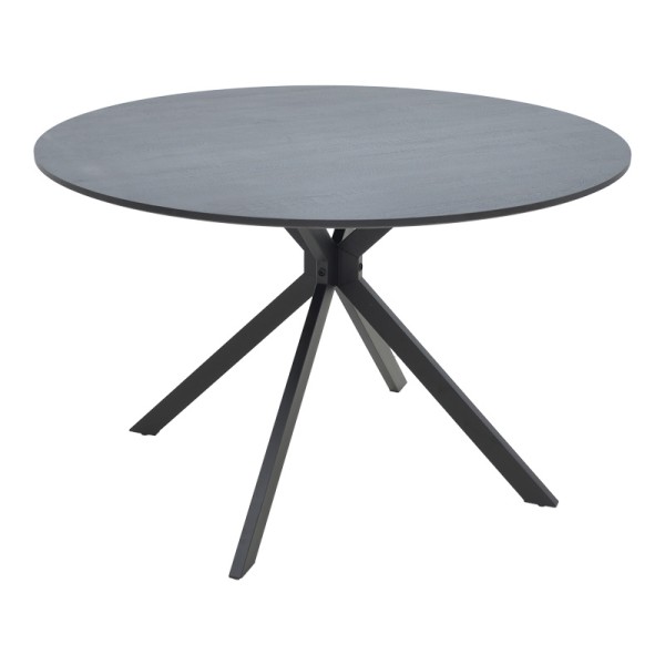 Τραπέζι Xuson pakoworld mdf σε ανθρακί απόχρωση με πόδι μαύρο μέταλλο Φ120x75εκ