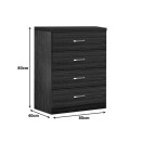 Συρταριέρα Killian pakoworld με 4 συρτάρια wenge 80x40x80εκ